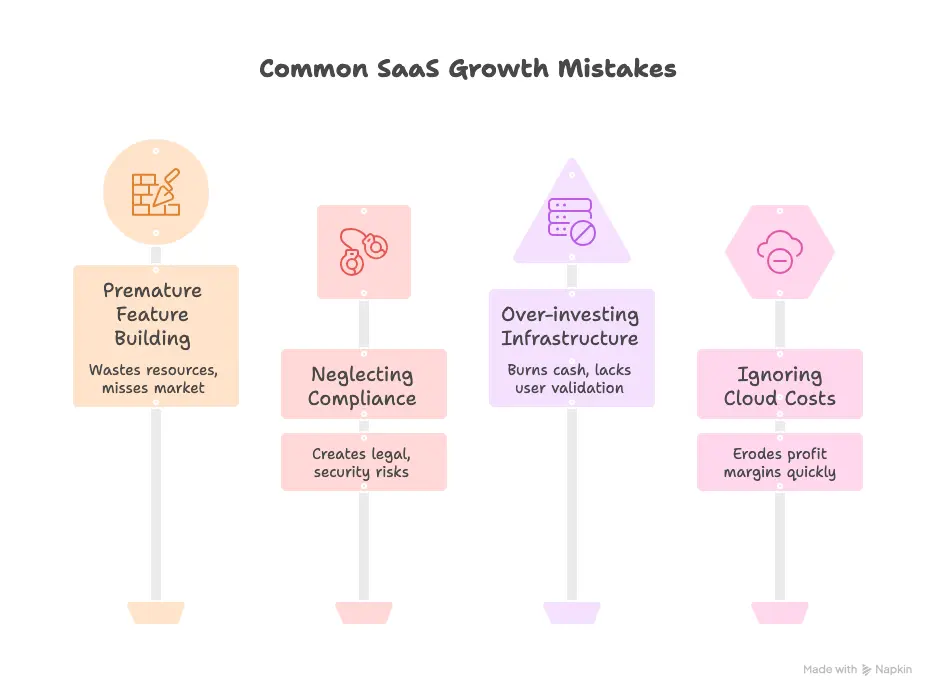 How to create a SaaS product: Infographic of top 4 SaaS product mistakes