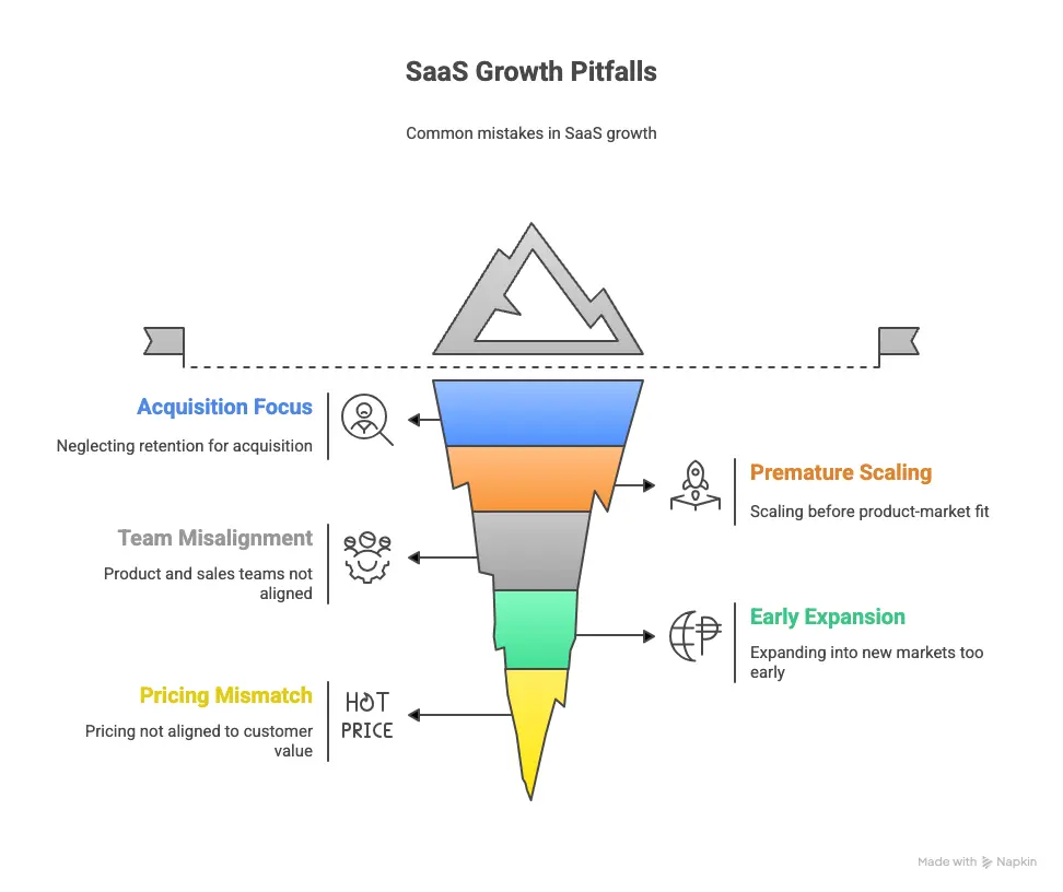 infographic of top saas growth pitfalls